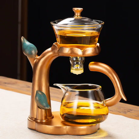 Hjemix | Kung Fu Tekanne Husholdnings Magnetisk Utvinning Semi-Automatisk Faul Tea Forberedelsesverktøy Glass Tedekketøy