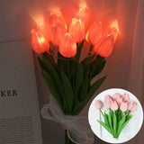 Hjemix | LED-lampe med kunstig tulipanbukett perfekt for gaver eller som bryllupsfest hjemmeinnredning