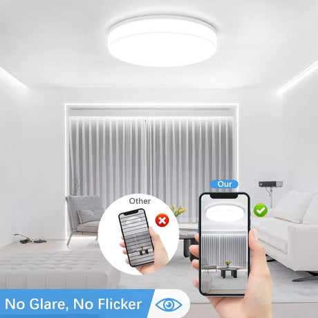 Hjemix | IRALAN Ultra-tynn Rund LED Taklampe - Allsidig Belysning for Ethvert Rom, 18W til 48W Alternativer