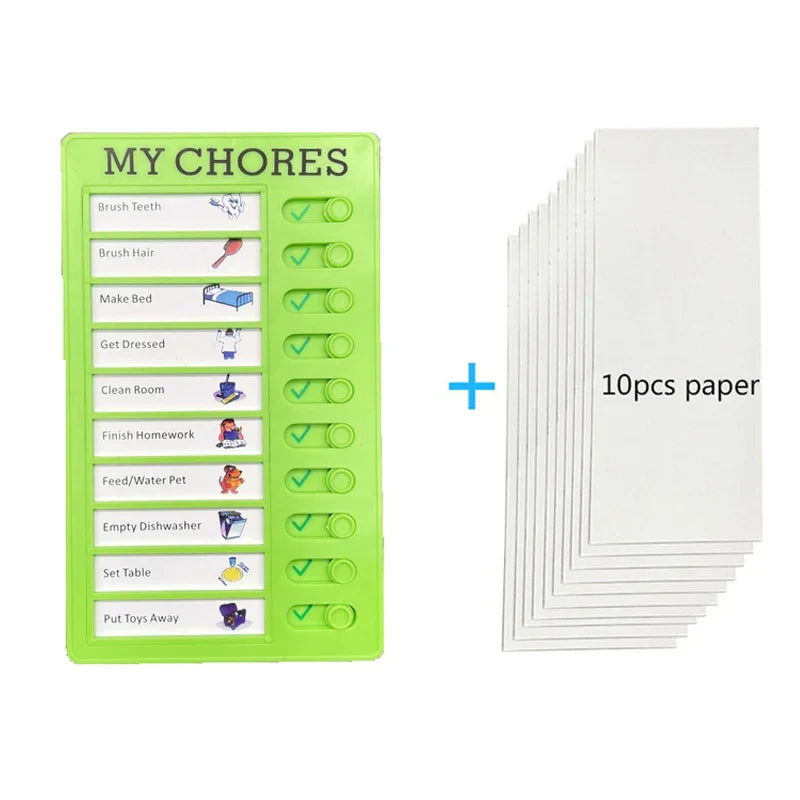 Hjemix | Gjenbrukbar My Chores Sjekkliste Dagsplanlegger - Barn Plast Memo Tavle for Oppgaveliste, Ansvar og Atferds-selvdisiplin