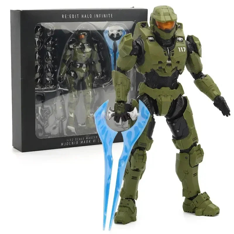 Hjemix | 18cm Halo Infinite Master Chief Mjolnir Mk Vi 1/12 skala 17.5cm 6" actionfigur Re:edit Gen.3 117 Ko's 1000 modelldukker leker