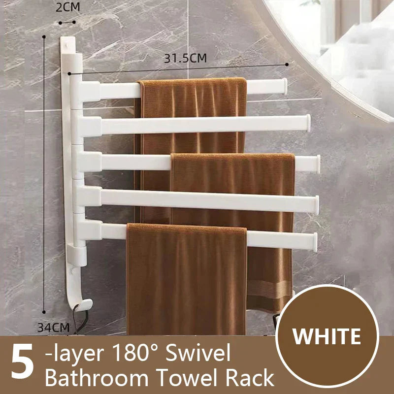 Hjemix | Håndklestang Rotbart Håndklestativ Plass Aluminium 1/2/3/4/5-Stang Håndkleholder Kjøkkenhylle Kjøkkenhanging Hylle Veggmontert