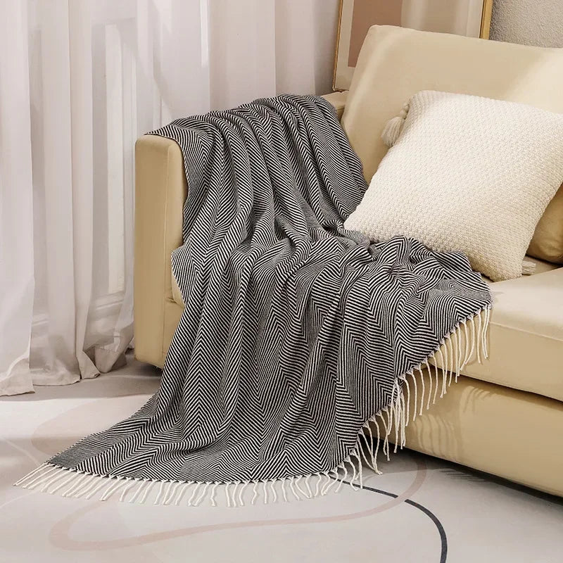 Hjemix | Nordic Stripe Kaste Sofa Teppe