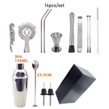 Hjemix | 550 ml/750 ml Rustfritt Stål Cocktail Shaker Mixer Drink Bartender Sett Bar Sett Verktøy Med Vin Stativ Verktøy for Fødselsdagsgave