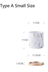 Hjemix | Marmor Gullblad Plantepotte Sett