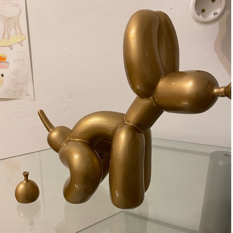 Hjemix | Ballonghund Skulptur, Ballongkunst Statue, Mini Samlefigur, Hjemmedekorasjon, Harpiksk Figur, Skrivebordsdekorasjoner, Romdekorasjon