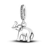 Hjemix | 925 Sølv Gylden Leopard Charms Perler Fargerik Kameleon Nesehorn Løve Skarabé Katt Anheng Kompatibel med Original Pandora Armbånd Smykker