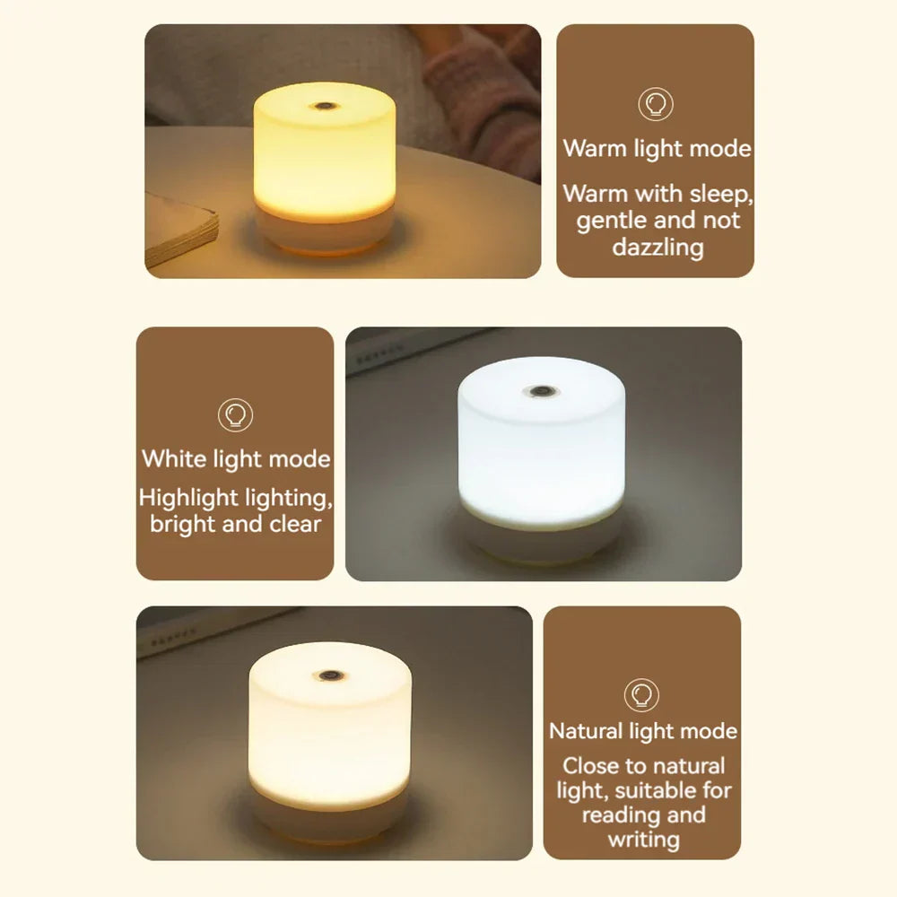Hjemix | Kreativ USB Nattbordlampe - Touch-Dimming LED Nattlys for Soverom & Studenthybel