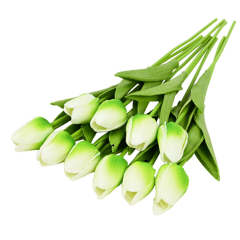 Hjemix | Kunstig Blomsterbukett med Tulipaner, Dekorasjon (10 Stykker)