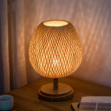 Hjemix | Rattan lampe - Trinnløs dimbar kurvlampe for soveroms- og stuedekorasjon