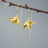Hjemix | 18K Gull Elegant Magnolia Blomst Dangle Øredobber