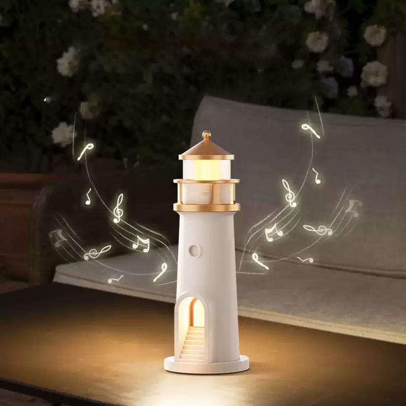 Hjemix | Lighthouse Høyttaler Bluetooth Lampe Måneskinn Miljøbelysning Beste Gave