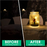 Hjemix | Glass Fairy Lamp - Solar Mason Jar Lantern, IP65 Vanntett Utendørs Hengelykt