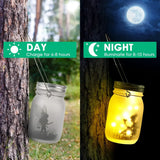 Hjemix | Glass Fairy Lamp - Solar Mason Jar Lantern, IP65 Vanntett Utendørs Hengelykt