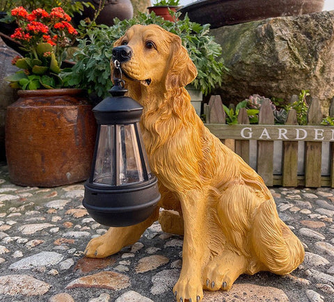 Hjemix | Sweet dog statue garden lighting
