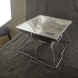 Hjemix | Bærbar Grill Camping Rustfritt Stål Sammenleggbart Grill Tre Kull Grill