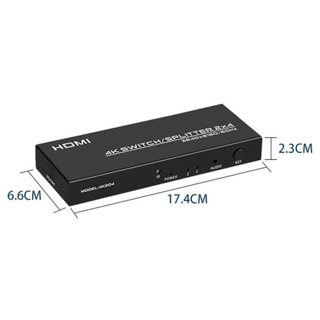Hjemix | FJGEAR FJ-4K204 2 In 4 Out HD 4K Audio HDMI Switch Distributor, Plug type: EU plug