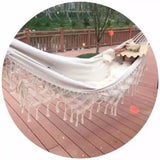 Hjemix | Quast Hengekøye Dobbel Canvas Hengekøye Utendørs Innendørs Fotopropper, Spesifikasjon: 200x150cm Hvit