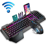 Hjemix | K680 RGB Oppladbart Gaming Trådløst Tastatur og Mus Sett (Svart)