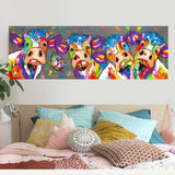 Hjemix | Fargerike kyr Hjemmedekorasjon Lærremse HD Uten ramme Maleri Kjerne, Størrelse: 40×120cm