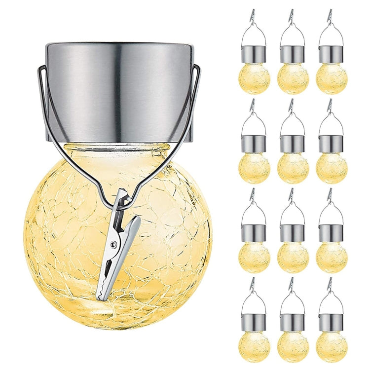 Hjemix | 12 PCS Snap Ball Solar Chandelier Utendørs Hage Gårdsplass Ferie Dekorativ Lys med Klemme (Varm Hvit Lys)