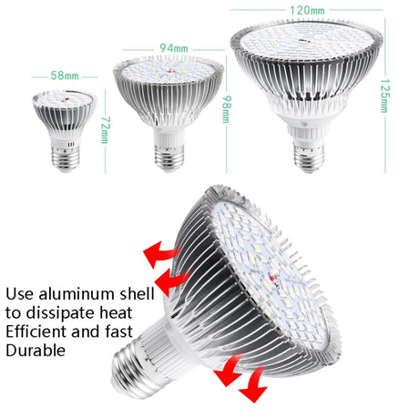 Hjemix | LED Plantevekstlampe Full Spektrum E27 Plantefyllingslys, Effekt: 100W 150 Lyspærer