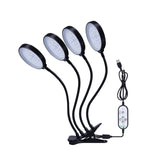 Hjemix | LED Plantevekstlamper USB Fjernkontroll Klemme Vanntett Fullspektrum Naturlig Hvit Spireplante Lys, Effekt: 60W Fire Hoder
