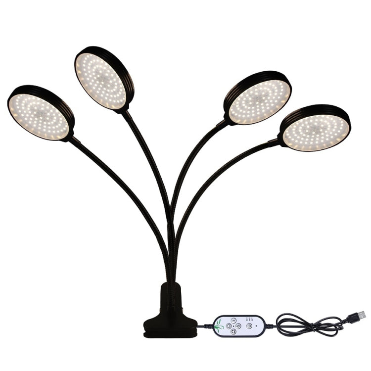 Hjemix | LED Plantevekstlamper USB Fjernkontroll Klemme Vanntett Fullspektrum Naturlig Hvit Spireplante Lys, Effekt: 60W Fire Hoder