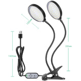 Hjemix | LED Plantevekstlamper USB Fjernkontroll Klemme Vanntett Fullspektrum Naturlig Hvit Spireplante Lys, Effekt: 60W Fire Hoder