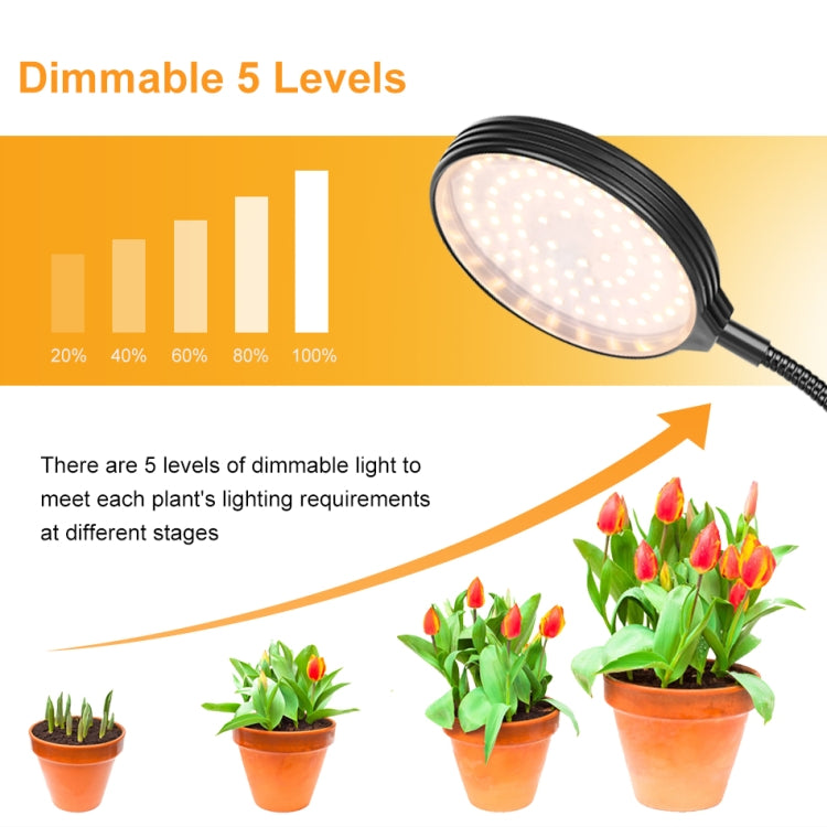 Hjemix | LED Plantevekstlamper USB Fjernkontroll Klemme Vanntett Fullspektrum Naturlig Hvit Spireplante Lys, Effekt: 60W Fire Hoder
