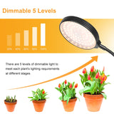 Hjemix | LED Plantevekstlamper USB Fjernkontroll Klemme Vanntett Fullspektrum Naturlig Hvit Spireplante Lys, Effekt: 60W Fire Hoder