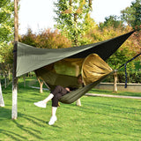 Hjemix | Strut-Mosquito-net-hammock Diamond-Sunshade-Set Outdoor Camping Automatic Quick-Open Anti-Mosquito-net-Hammock-Set (Hæralm Green)