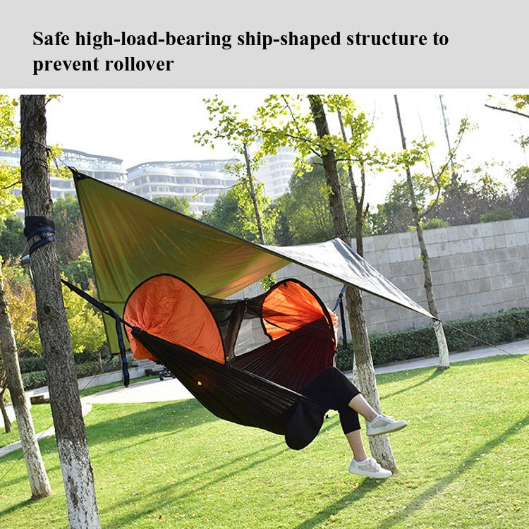 Hjemix | Strut-Mosquito-net-hammock Diamond-Sunshade-Set Outdoor Camping Automatic Quick-Open Anti-Mosquito-net-Hammock-Set (Hæralm Green)