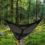 Hjemix | 2.8 m Familie Utendørs Bærbar Lufttelt Multi-Person Camping Trekant Hengekøye (Svart)
