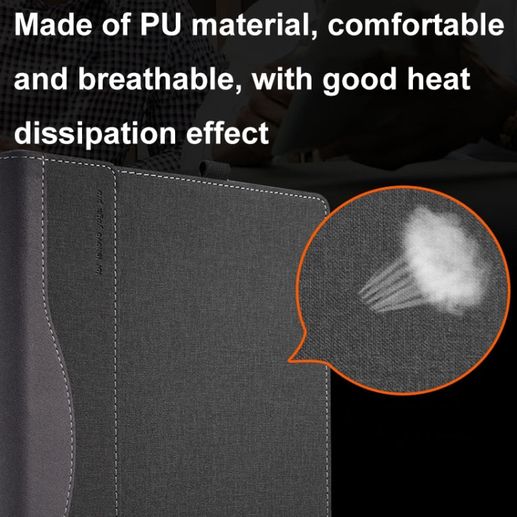 Hjemix | For Samsung Galaxy Book 4 360 15,6 tommer lær laptop anti-fall beskyttelsesdeksel med stativ (Svart)