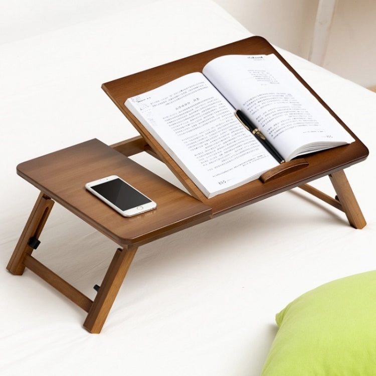 Hjemix | 741ZDDNZ Bruk av seng Foldbar Høydejusterbart Laptopbord Hybel Studiebord, Spesifikasjon: Klassisk Te Farge 64cm Tykkelse Bambus