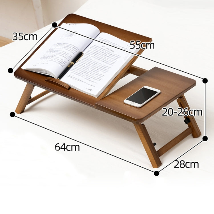 Hjemix | 741ZDDNZ Bruk av seng Foldbar Høydejusterbart Laptopbord Hybel Studiebord, Spesifikasjon: Klassisk Te Farge 64cm Tykkelse Bambus