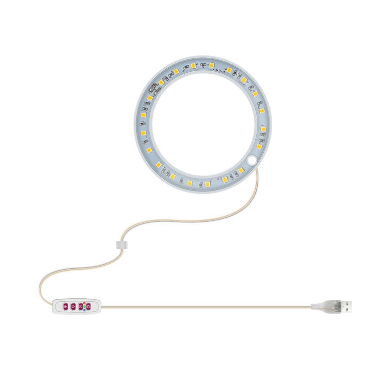 Hjemix | LED Plantevekstlampe Full Spektrum Intelligent Tidtaker Innendørs Fylllys Ring Plante Lampe, Effekt: En Hode (Solskinn)