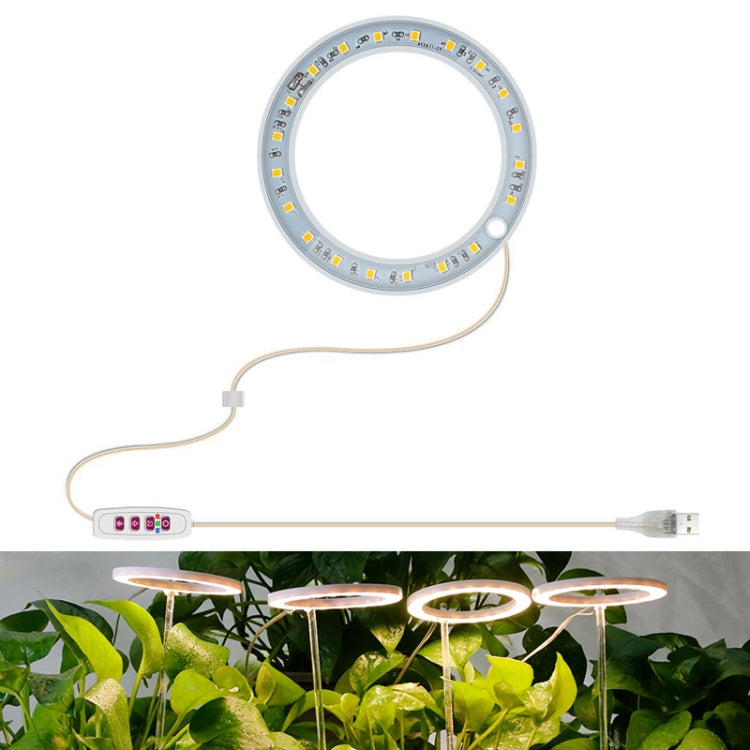 Hjemix | LED Plantevekstlampe Full Spektrum Intelligent Tidtaker Innendørs Fylllys Ring Plante Lampe, Effekt: En Hode (Solskinn)