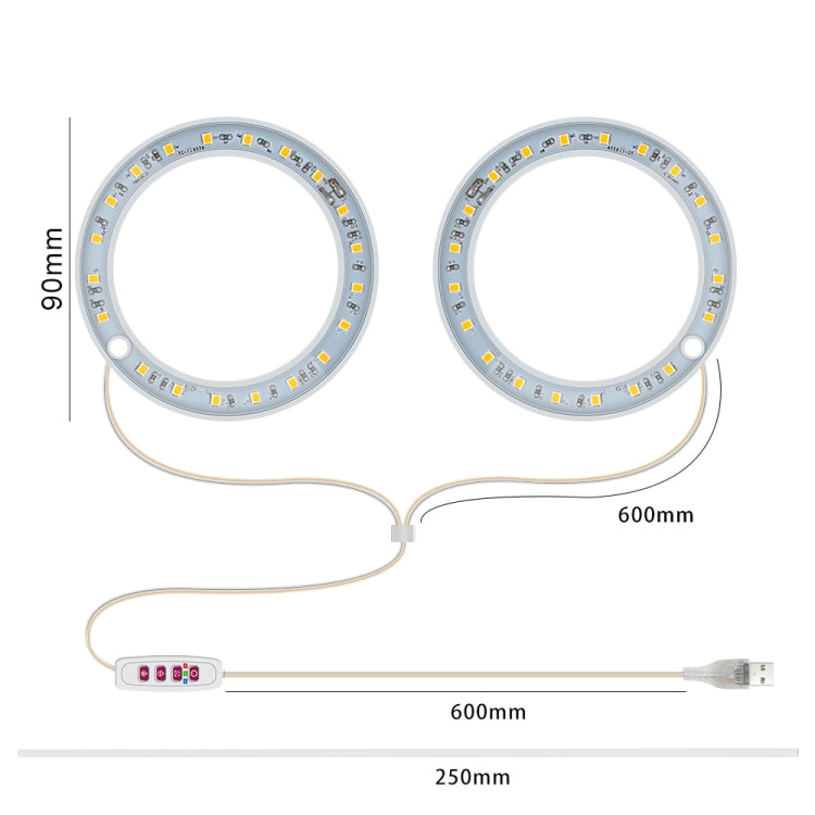 Hjemix | LED Plantevekstlampe Full Spektrum Intelligent Tidtaker Innendørs Fylllys Ring Plante Lampe, Effekt: En Hode (Solskinn)