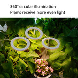 Hjemix | LED Plantevekstlampe Full Spektrum Intelligent Tidtaker Innendørs Fylllys Ring Plante Lampe, Effekt: En Hode (Solskinn)