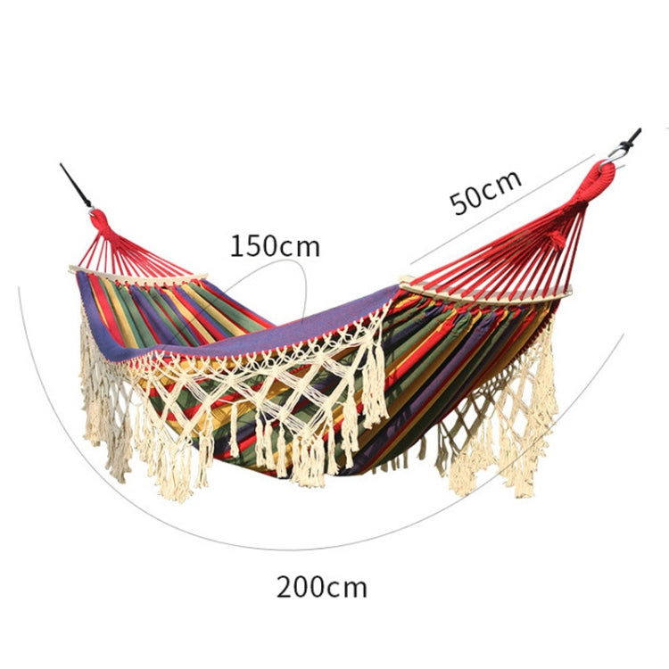 Hjemix | 200x150cm Dobbel Utendørs Camping Pompong Lærred Hengekøye med Stang (Rosa Striper)