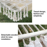 Hjemix | 200x150cm Dobbel Utendørs Camping Fringed Canvas Hengekøye med Stang (Hvit)