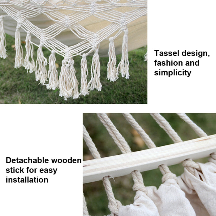 Hjemix | 200x150cm Dobbel Utendørs Camping Pompong Lærred Hengekøye med Stang (Rosa Striper)