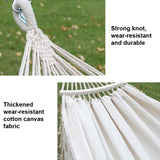 Hjemix | 200x150cm Dobbel Utendørs Camping Fringed Canvas Hengekøye med Stang (Hvit)