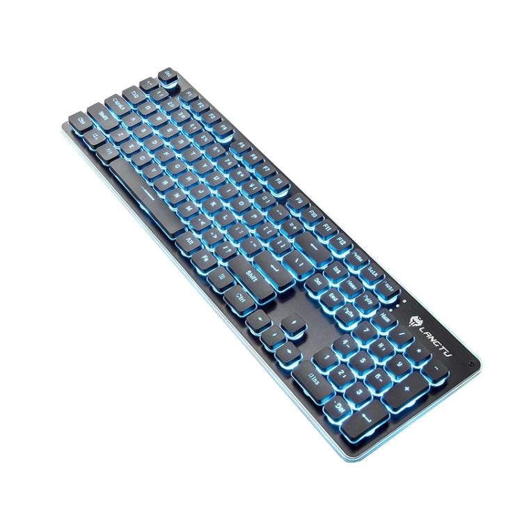 Hjemix | LANGTU L1 104 Taster USB Hjemmekontor Film Belyst Kablet Tastatur, Kabel Lengde: 1,6 m (Isblå Lys Svart)