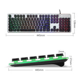 Hjemix | LANGTU L1 104 Taster USB Hjemmekontor Film Belyst Kablet Tastatur, Kabel Lengde: 1,6 m (Isblå Lys Svart)