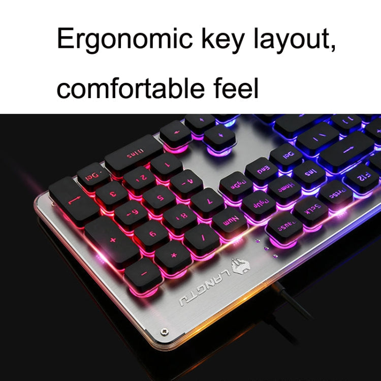 Hjemix | LANGTU L1 104 Taster USB Hjemmekontor Film Belyst Kablet Tastatur, Kabel Lengde: 1,6 m (Isblå Lys Svart)