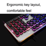 Hjemix | LANGTU L1 104 Taster USB Hjemmekontor Film Belyst Kablet Tastatur, Kabel Lengde: 1,6 m (Isblå Lys Svart)