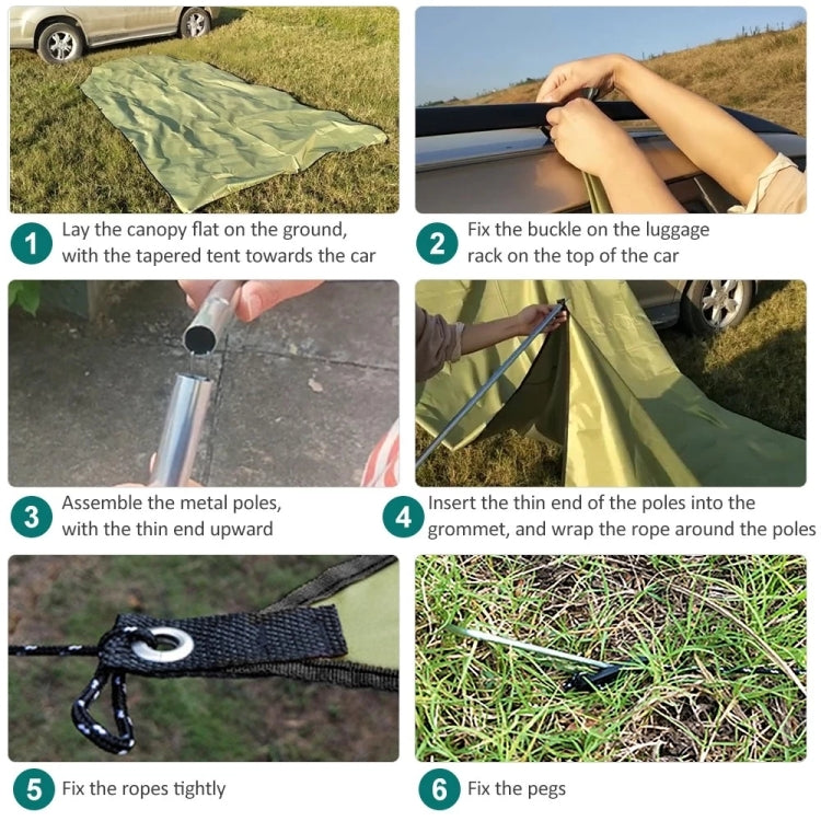 Hjemix | Utendørs piknik camping telt ved bilen vanntett solskjerm 200x440cm (mørkegrå)